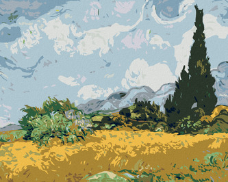 Malování podle čísel - STROMY NA LOUCE - 40x50 cm, bez rámu a bez vypnutí plátna