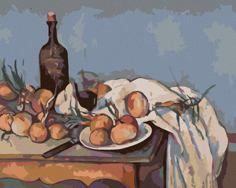 Malování podle čísel - CIBULE A LÁHEV (P. CÉZANNE) - 40x50 cm, vypnuté plátno na rám