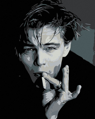 Malování podle čísel - LEONARDO DICAPRIO S CIGARETOU - 40x50 cm, bez rámu a bez vypnutí plátna