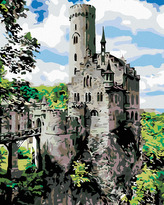 Malování podle čísel - RYTÍŘSKÝ HRAD - 80x100 cm, bez rámu a bez vypnutí plátna