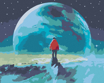 Malování podle čísel - MUŽ NA VRCHOLU HORY - 40x50 cm, vypnuté plátno na rám