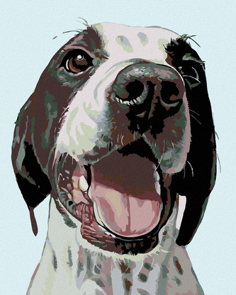 Malování podle čísel - ŠŤASTNÝ PES - 40x50 cm, bez rámu a bez vypnutí plátna