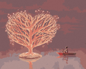 Malování podle čísel - SRDCE Z VĚTVÍ - 80x100 cm, vypnuté plátno na rám