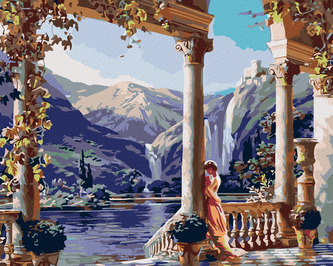 Malování podle čísel - HRAD NAD JEZEREM - 80x100 cm, vypnuté plátno na rám