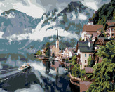 Malování podle čísel - HALLSTATT - 80x100 cm, vypnuté plátno na rám