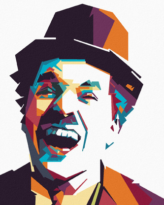 Malování podle čísel - BAREVNÝ CHARLIE CHAPLIN - 80x100 cm, vypnuté plátno na rám