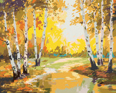 Malování podle čísel - BŘÍZY A POTŮČEK - 40x50 cm, vypnuté plátno na rám