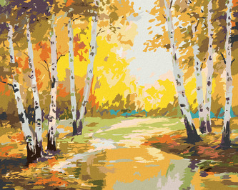 Malování podle čísel - BŘÍZY A POTŮČEK - 40x50 cm, vypnuté plátno na rám