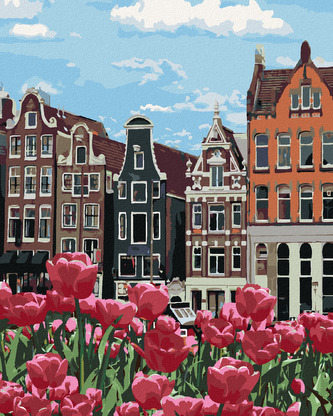 Malování podle čísel - TULIPÁNY V AMSTERDAMU II - 80x100 cm, vypnuté plátno na rám