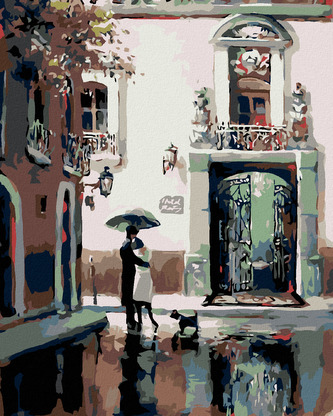 Malování podle čísel - LOUČENÍ PŘED BRANOU - 40x50 cm, bez rámu a bez vypnutí plátna