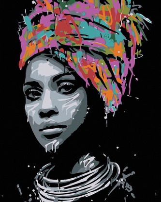 Malování podle čísel - AFRICKÁ KRÁSKA - 80x100 cm, vypnuté plátno na rám