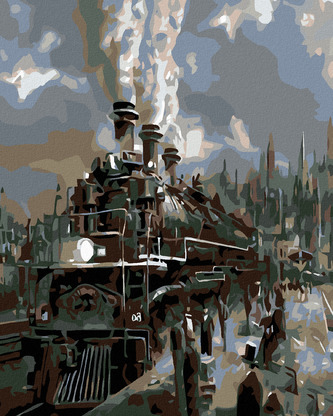 Malování podle čísel - LOKOMOTIVA - 40x50 cm, bez rámu a bez vypnutí plátna