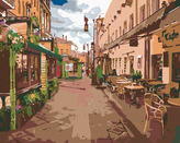 Malování podle čísel - PRÁZDNÉ MĚSTEČKO - 40x50 cm, vypnuté plátno na rám