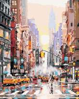 Malování podle čísel - ULICE V NEW YORKU A ŽLUTÉ TAXÍKY (RICHARD MACNEIL) - 40x50 cm, bez rámu a bez vypnutí plátna