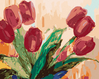 Malování podle čísel - ČERVENÉ TULIPÁNY - 40x50 cm, bez rámu a bez vypnutí plátna