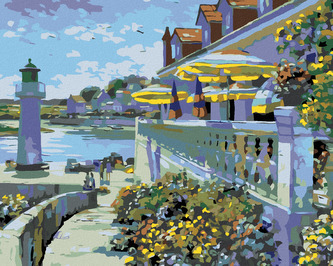 Malování podle čísel - TERASA A MALÝ MAJÁK - 40x50 cm, bez rámu a bez vypnutí plátna