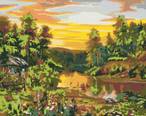 Malování podle čísel - MALÝ SRUB U ŘEKY - 40x50 cm, vypnuté plátno na rám