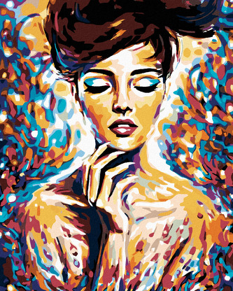 Malování podle čísel - ŽENA V BARVÁCH - 80x100 cm, vypnuté plátno na rám