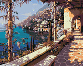 Malování podle čísel - PROCHÁZKA NAD POBŘEŽÍM - 40x50 cm, vypnuté plátno na rám