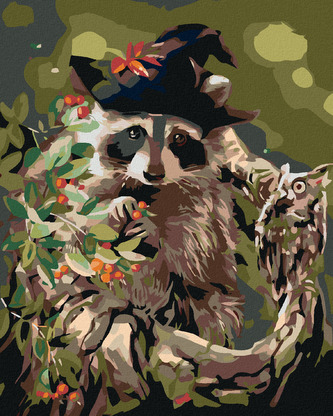 Malování podle čísel - MÝVAL S KLOBOUKEM A SOVOU - 40x50 cm, bez rámu a bez vypnutí plátna