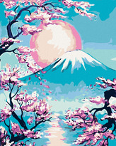 Malování podle čísel - VÝCHOD SLUNCE NAD HOROU - 80x100 cm, vypnuté plátno na rám