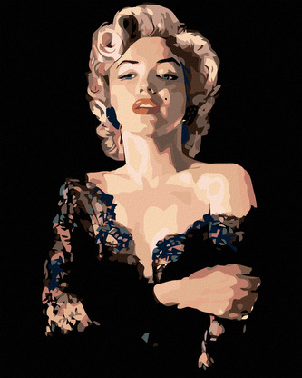 Malování podle čísel - MARILYN V ČERNÝCH ŠATECH - 80x100 cm, vypnuté plátno na rám