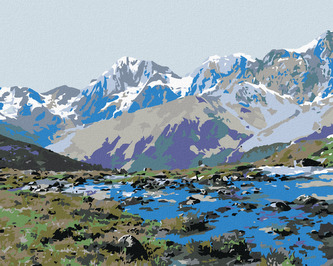 Malování podle čísel - POTOK V HORÁCH - 40x50 cm, bez rámu a bez vypnutí plátna