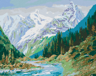 Malování podle čísel - HORY NA KAVKAZE - 40x50 cm, bez rámu a bez vypnutí plátna