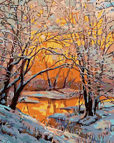 Malování podle čísel - ZASNĚŽENÁ ŘEKA - 40x50 cm, vypnuté plátno na rám