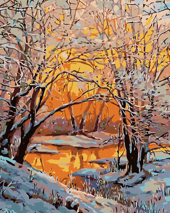 Malování podle čísel - ZASNĚŽENÁ ŘEKA - 40x50 cm, vypnuté plátno na rám