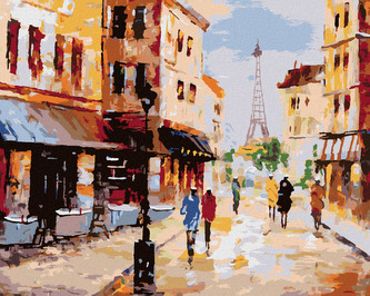 Malování podle čísel - ULICE V PAŘÍŽI - 80x100 cm, vypnuté plátno na rám
