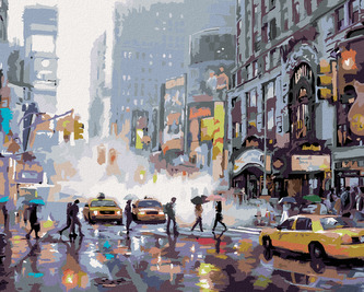 Malování podle čísel - RUŠNÁ ULICE V NEW YORKU (RICHARD MACNEIL) - 80x100 cm, vypnuté plátno na rám