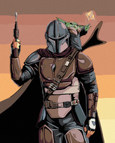 Malování podle čísel - MANDALORIAN A BABY YODA - 40x50 cm, bez rámu a bez vypnutí plátna