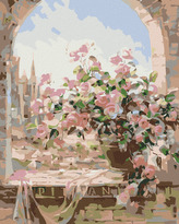 Malování podle čísel - KVĚTINY V OKNĚ - 40x50 cm, vypnuté plátno na rám