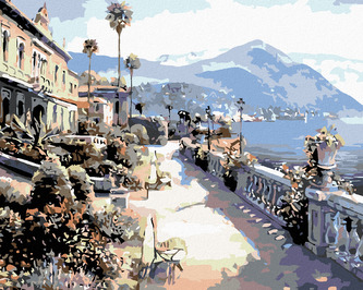 Malování podle čísel - BUDOVY NAD MOŘEM - 40x50 cm, vypnuté plátno na rám