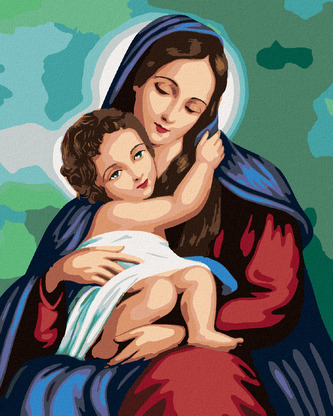Malování podle čísel - MARIE A JEŽÍŠ - 80x100 cm, vypnuté plátno na rám Malování podle čísel - MARIE A JEŽÍŠ - 80x100 cm, vypnuté plátno na rám