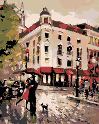 Malování podle čísel - SCHŮZKA NA ROHU - 40x50 cm, bez rámu a bez vypnutí plátna