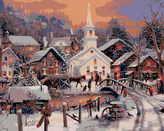 Malování podle čísel - BÍLÝ KOSTEL - 40x50 cm, vypnuté plátno na rám