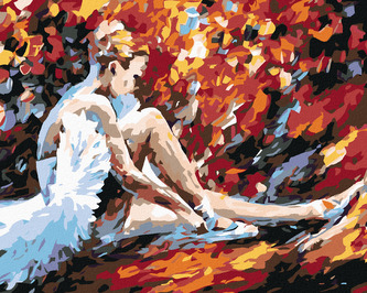 Malování podle čísel - SEDÍCÍ BALETKA - 40x50 cm, bez rámu a bez vypnutí plátna