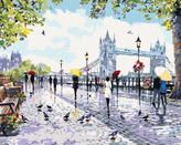 Malování podle čísel -  LIDÉ U TOWER BRIDGE (RICHARD MACNEIL) - 40x50 cm, bez rámu a bez vypnutí plátna