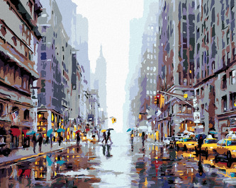 Malování podle čísel - RUŠNÁ ULICE V NEW YORKU II (RICHARD MACNEIL) - 40x50 cm, vypnuté plátno na rám