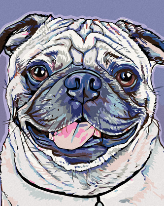 Malování podle čísel - MOPSÍK - 40x50 cm, bez rámu a bez vypnutí plátna