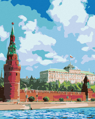 Malování podle čísel - MOSKEVSKÝ KREML - 80x100 cm, bez rámu a bez vypnutí plátna