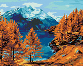 Malování podle čísel - JEZERO POD HOROU - 80x100 cm, bez rámu a bez vypnutí plátna