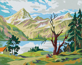 Malování podle čísel - BYDLENÍ POD HORAMI - 40x50 cm, vypnuté plátno na rám