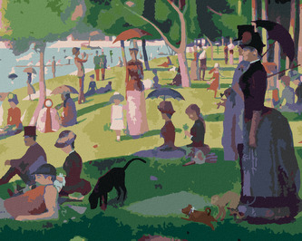 Malování podle čísel - NEDĚLNÍ ODPOLEDNE NA OSTROVĚ GRANDE JATTE (G. SEURAT) - 40x50 cm, bez rámu a bez vypnutí plátna