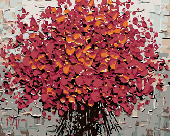 Malování podle čísel - RUDÉ KVĚTY - 40x50 cm, vypnuté plátno na rám