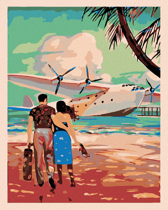 Malování podle čísel - MILENCI PŘED ODLETEM - 40x50 cm, bez rámu a bez vypnutí plátna