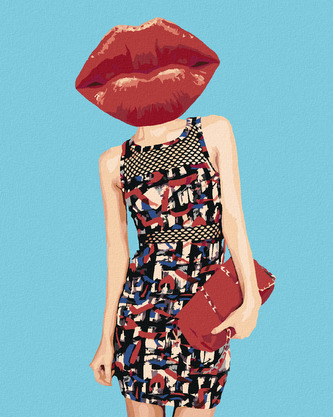 Malování podle čísel - ŽENA A ČERVENÉ RTY - 40x50 cm, bez rámu a bez vypnutí plátna