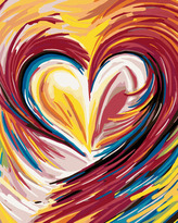Malování podle čísel - DUHOVÉ MALOVANÉ SRDCE - 80x100 cm, bez rámu a bez vypnutí plátna